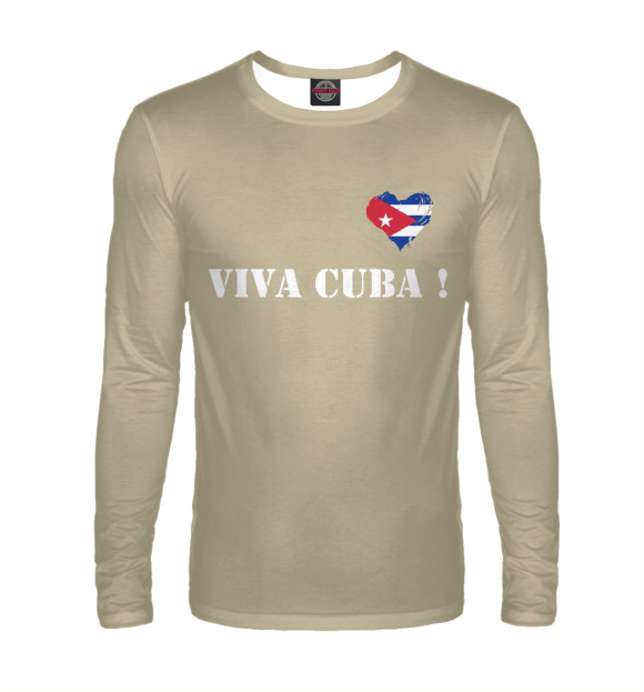 Мужской лонгслив с изображением Viva Cuba! цвета Белый