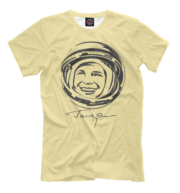 Мужская футболка с изображением Юрий Гагарин Первый цвета Белый