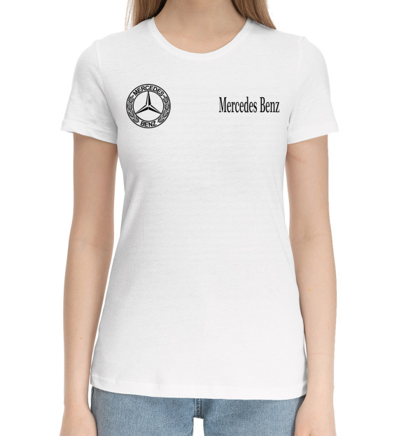 Женская хлопковая футболка с изображением Mercedes-Benz цвета Белый