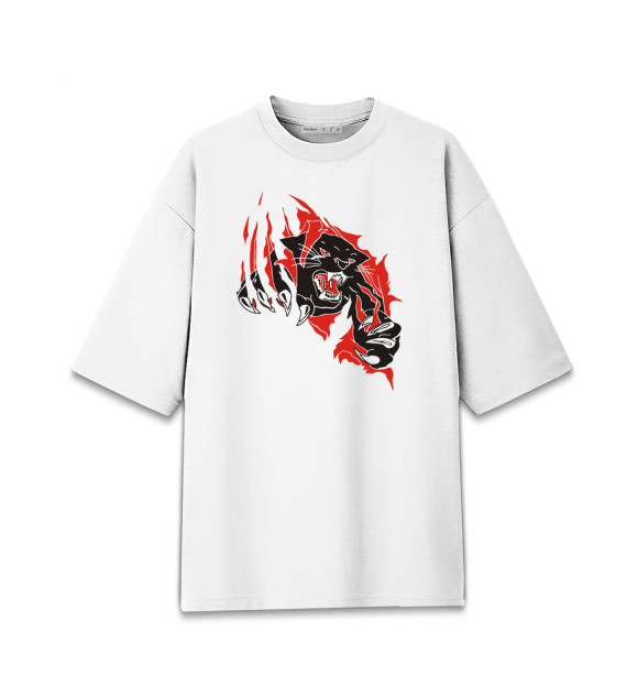 Женская футболка оверсайз с изображением Пантера цвета Белый