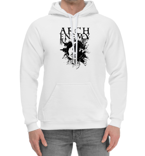 Мужской хлопковый худи с изображением Arch Enemy цвета Белый