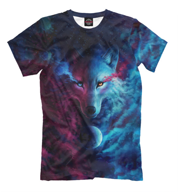 Мужская футболка с изображением Space Wolf цвета Молочно-белый