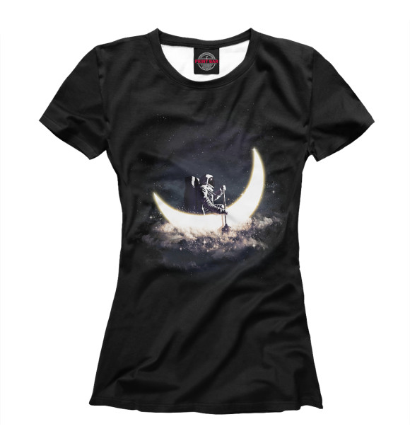 Женская футболка с изображением Космонавт в лунной лодке цвета Белый