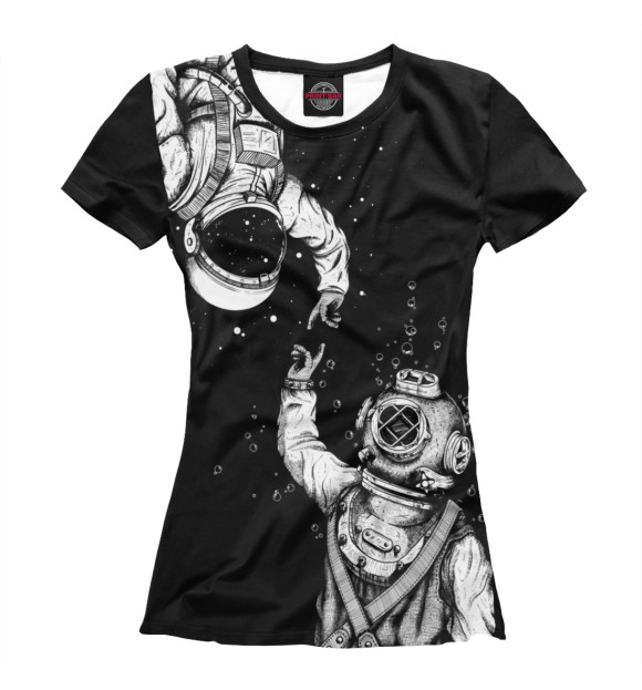Женская футболка с изображением Астронавт и водолаз цвета Белый