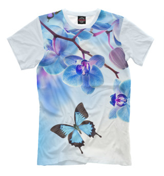 Мужская футболка Цветы и бабочка