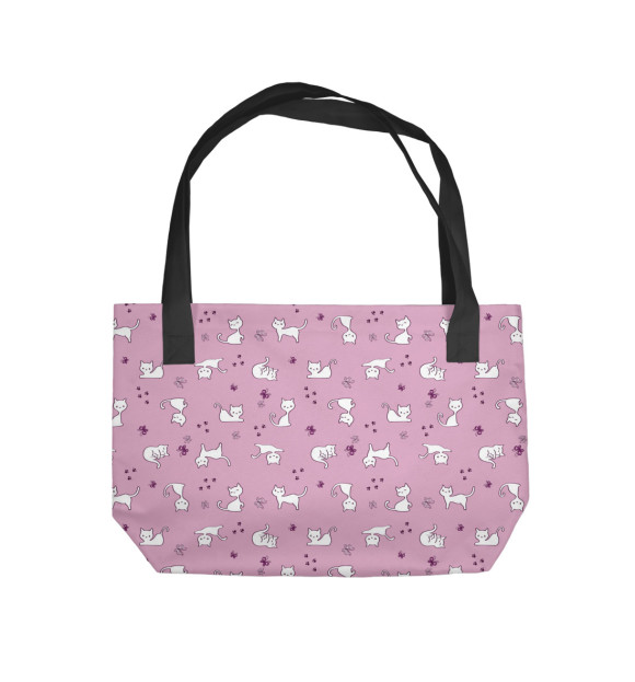 Пляжная сумка с изображением Коты на Розовом цвета 