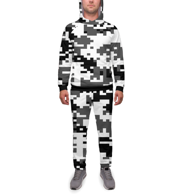 Мужской спортивный костюм с изображением Пиксельный камуфляж цвета Белый