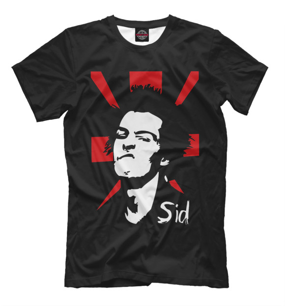 Мужская футболка с изображением Sid Vicious цвета Черный