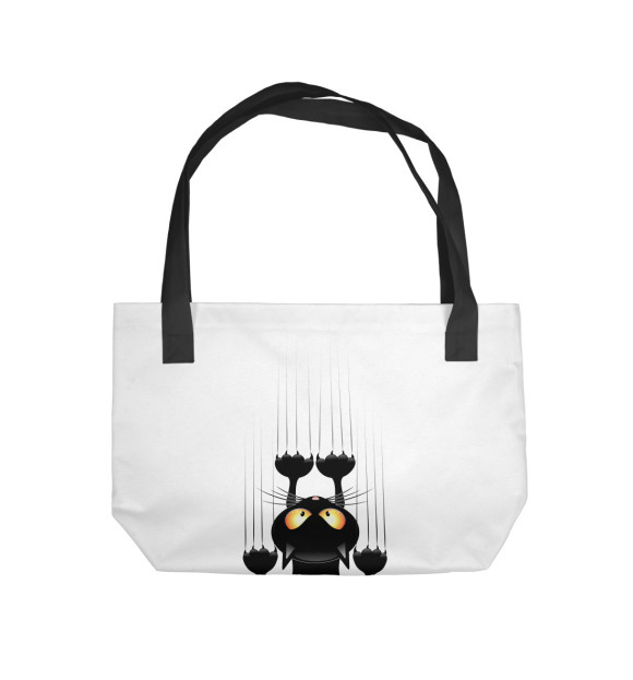Пляжная сумка с изображением Чёрный кот цвета 