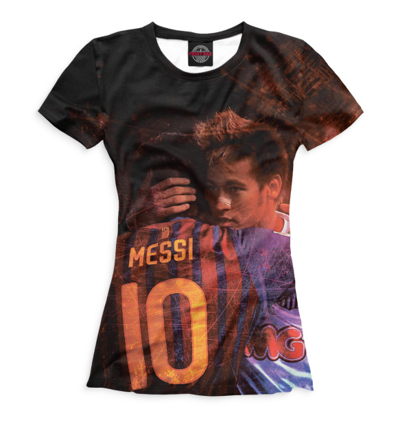 Женская футболка с изображением Месси и Неймар цвета Коричневый