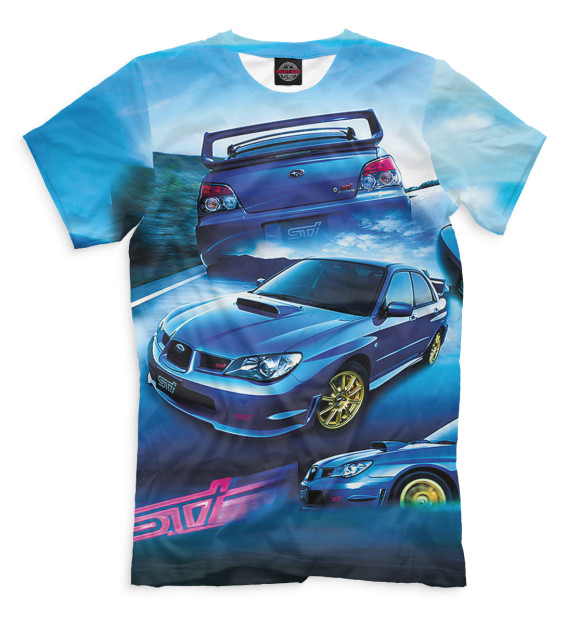 Мужская футболка с изображением Subaru цвета Грязно-голубой