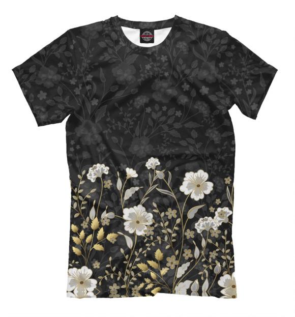 Мужская футболка с изображением Полевые цветы цвета Черный