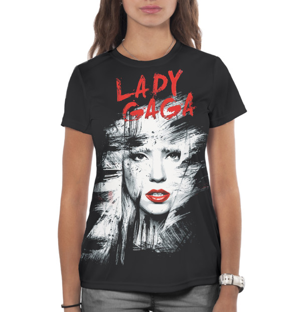 Женская футболка с изображением Lady Gaga цвета Белый