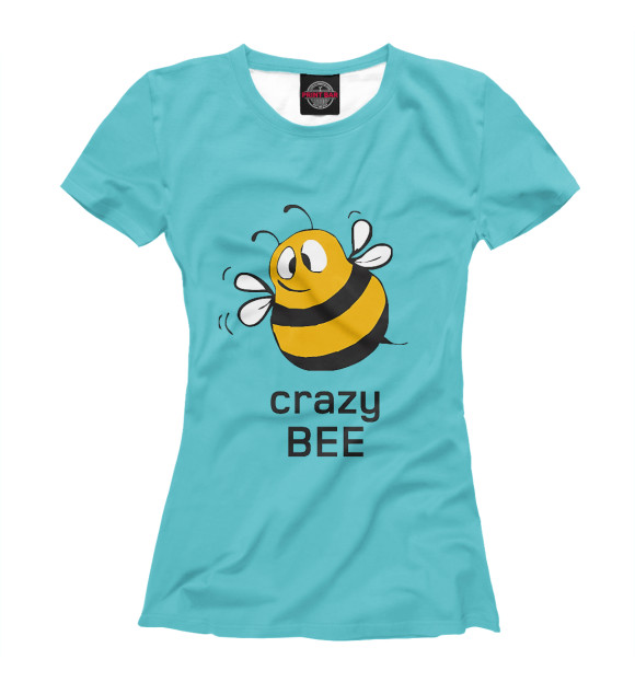 Женская футболка с изображением Сумасшедшая пчела цвета Белый