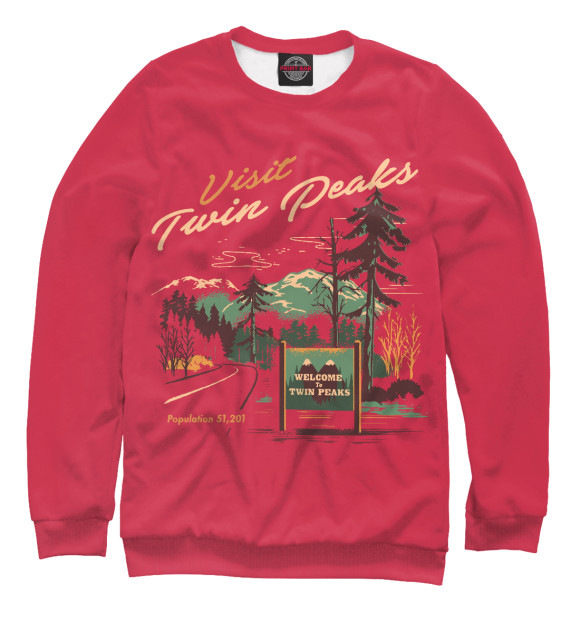 Мужской свитшот с изображением Visit Twin Peaks цвета Белый