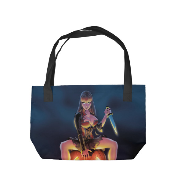 Пляжная сумка с изображением Девушка на тыкве цвета 