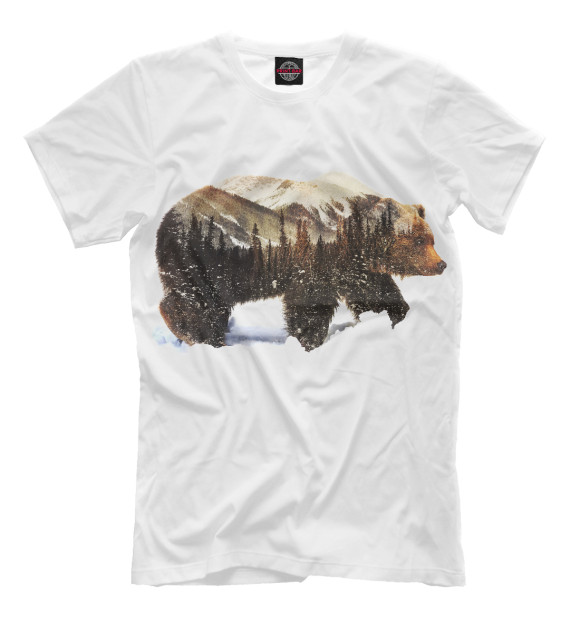 Мужская футболка с изображением Медведь цвета Молочно-белый