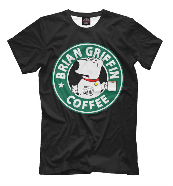 Мужская футболка с изображением Brian Griffin Coffee цвета Черный