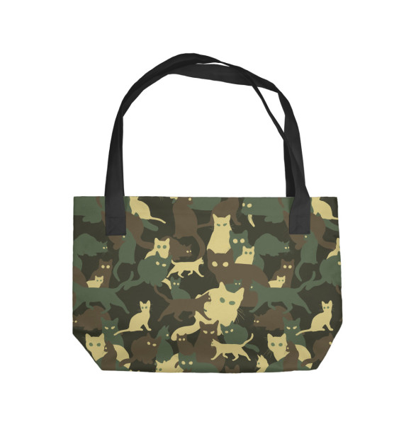 Пляжная сумка с изображением Кошачий камуфляж цвета 