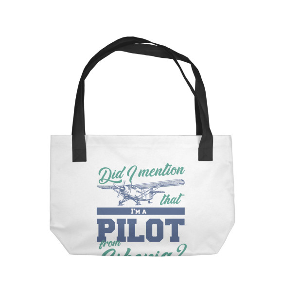 Пляжная сумка с изображением Я пилот из Сибири цвета 