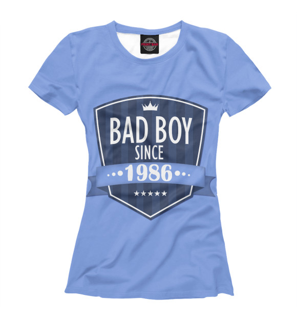 Женская футболка с изображением Плохой мальчик с 1986 цвета Белый