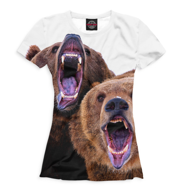 Женская футболка с изображением Медведи цвета Белый