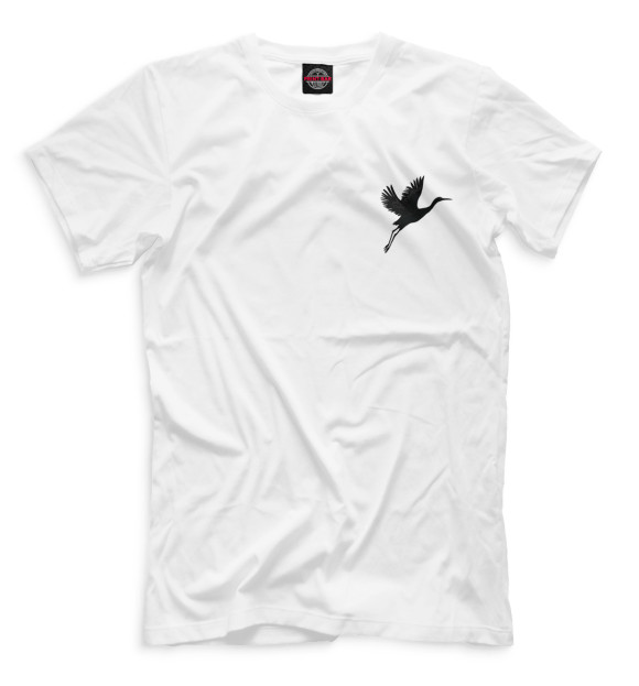Мужская футболка с изображением Маленький журавль цвета Белый