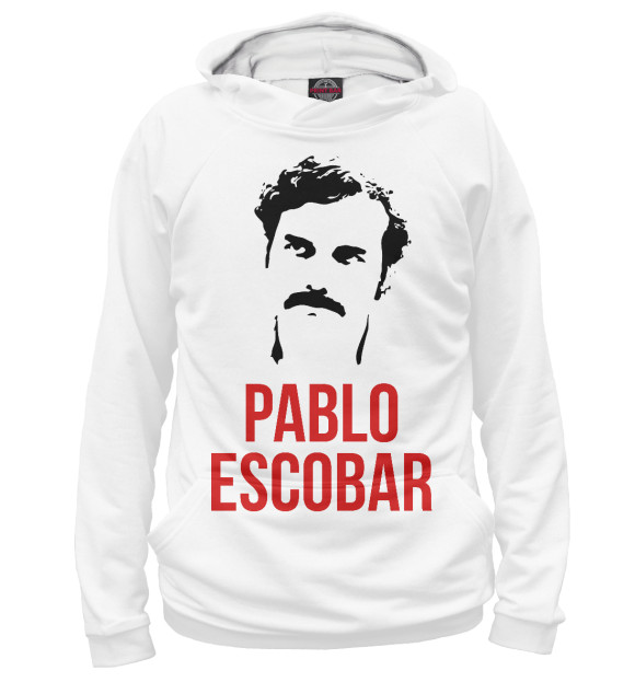 Мужское худи с изображением Escobar цвета Белый