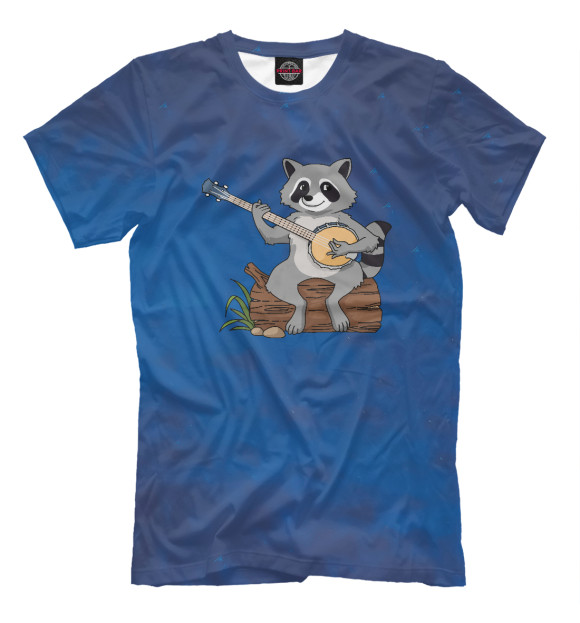 Мужская футболка с изображением Raccoon цвета Белый