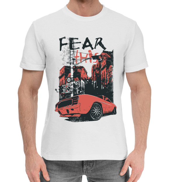 Мужская хлопковая футболка с изображением Fear This цвета Белый