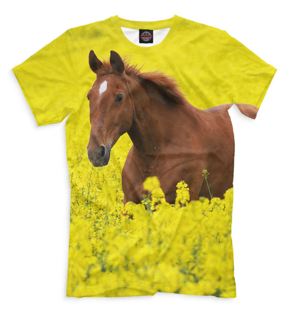Мужская футболка с изображением Лошади цвета Желтый