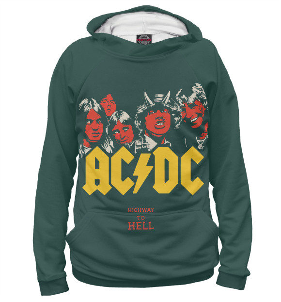 Мужское худи с изображением AC/DC Highway to Hell цвета Р‘РµР»С‹Р№