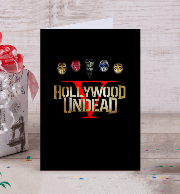 Открытка с изображением Hollywood Undead Five цвета Белый