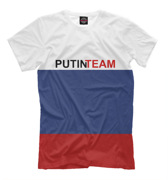 Мужская футболка с изображением Putin Team цвета Молочно-белый