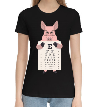 Хлопковая футболка для девочек Свин