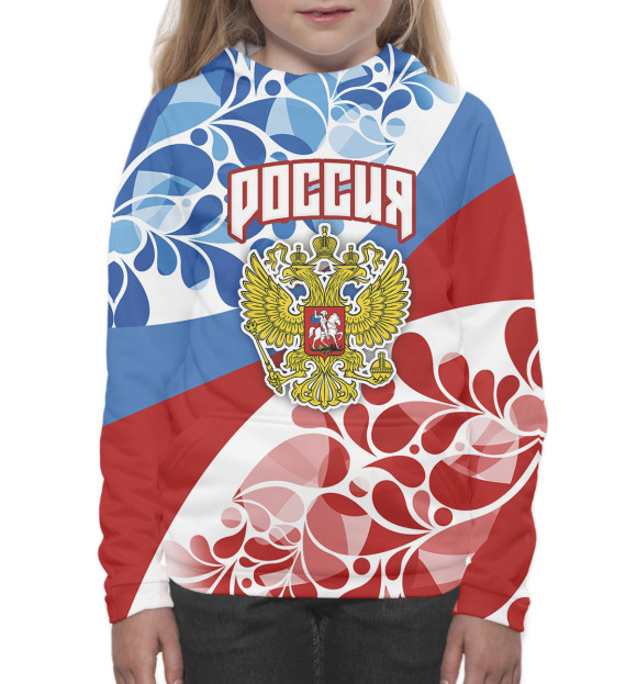 Худи для девочки с изображением Сборная России цвета Белый