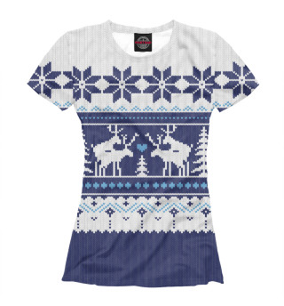 Женская футболка Свитер с оленями