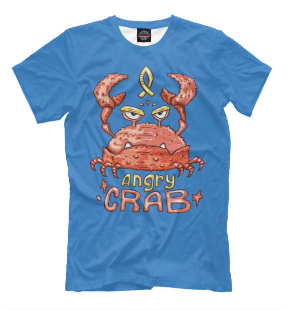 Мужская футболка с изображением Hungry crab цвета Грязно-голубой