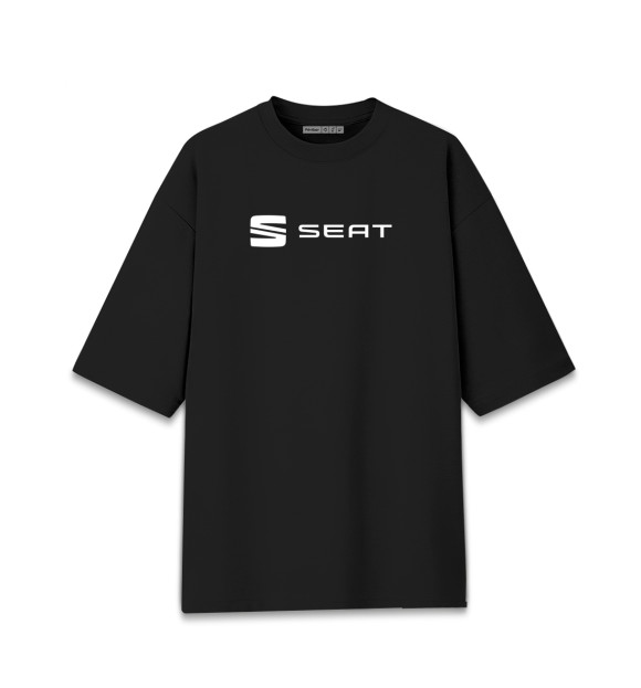 Мужская футболка оверсайз с изображением SEAT цвета Черный