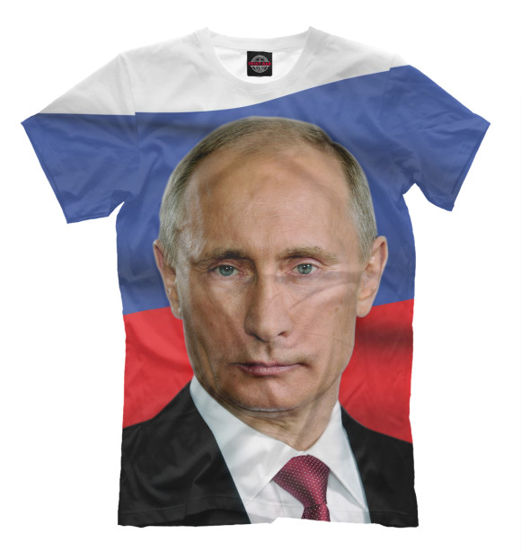Мужская футболка с изображением Путин Владимир цвета Молочно-белый
