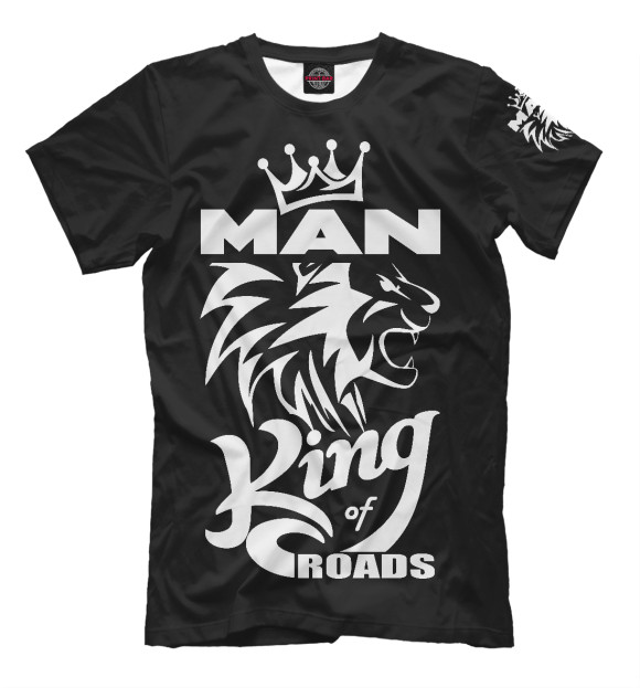 Мужская футболка с изображением MAN - king of roads цвета Белый