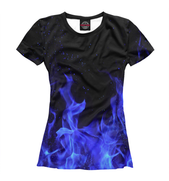 Женская футболка с изображением Синий огонь цвета Белый