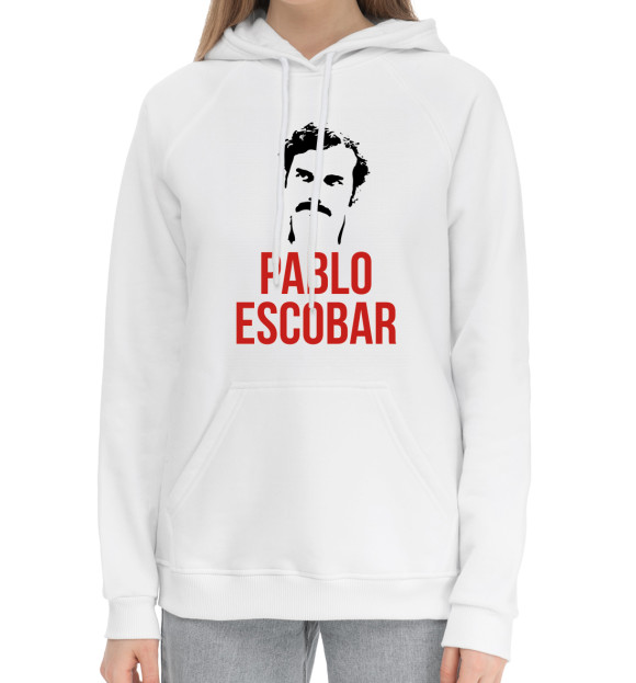 Женский хлопковый худи с изображением Escobar цвета Белый