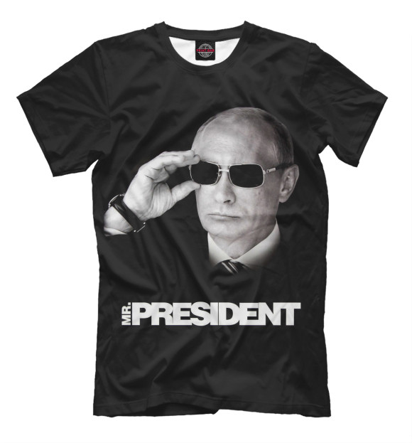 Мужская футболка с изображением Путин цвета Черный