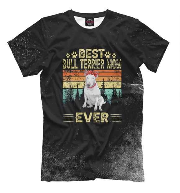 Мужская футболка с изображением Vintage Best Bull Terrier цвета Белый