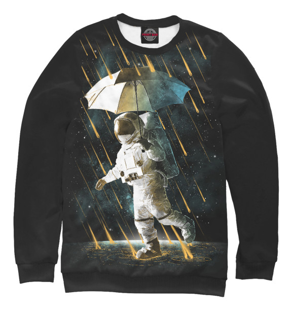 Мужской свитшот с изображением Космический дождь цвета Белый