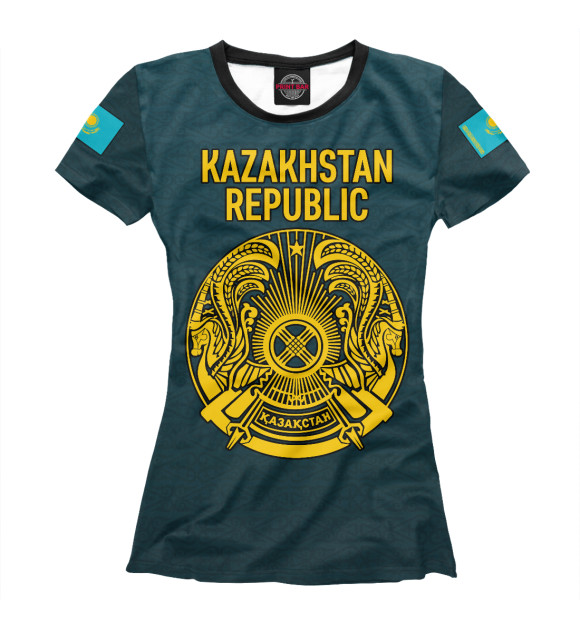 Женская футболка с изображением Kazakhstan Republic цвета Белый