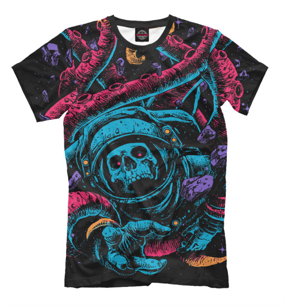 Мужская футболка с изображением Космический осьминог цвета Черный