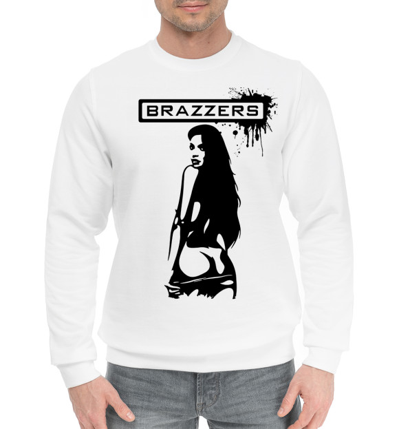 Мужской хлопковый свитшот с изображением Сексуальная девушка Brazzers цвета Белый