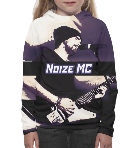 Худи для девочки с изображением Noize MC цвета Белый